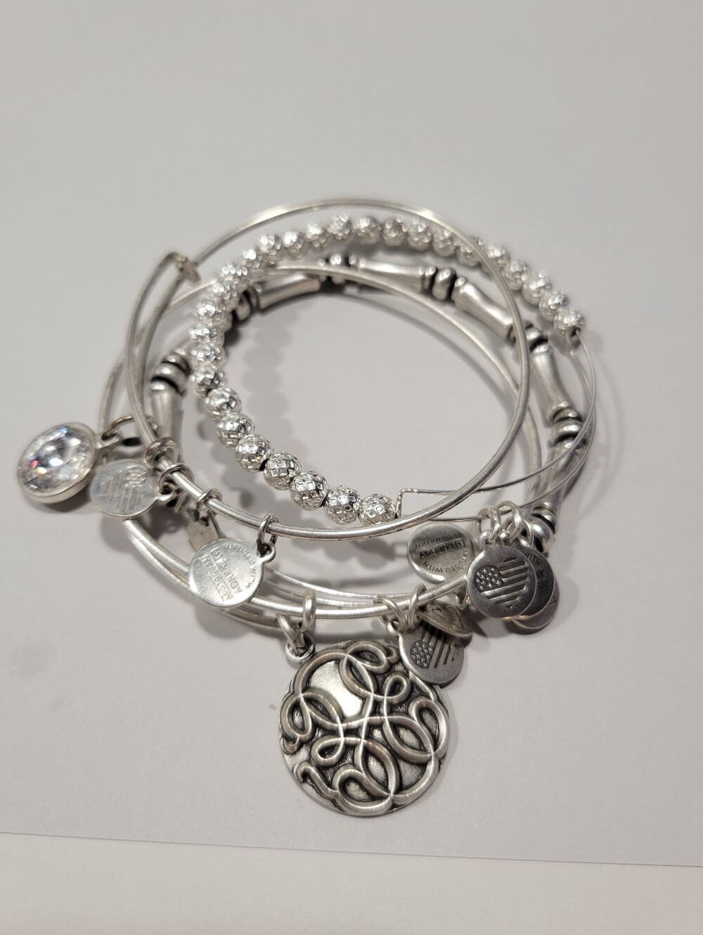Alex and Ani Silver Bangle Bracelet Stack - Set of 4